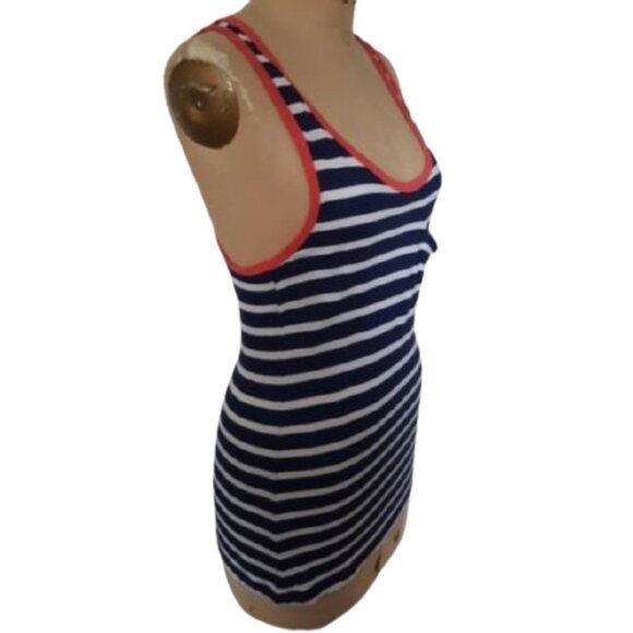 2/$30 Classic nautical style Cynthia Rowley striped white blue tank top - Picture 3 of 6